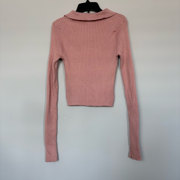 Fashion Nova Pink Ribbed Knit Cropped Cardigan Button Front Valentines Day - Picture 5 of 8